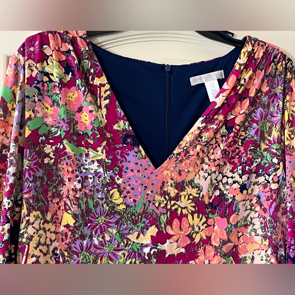 London Times Floral V-Neck Midi Dress in Multicolor Women’s size 16 - Picture 3 of 16